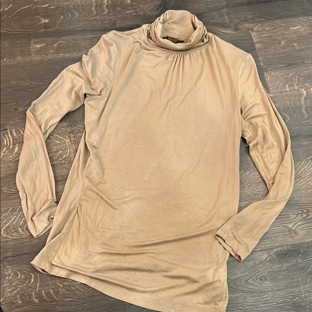 Ladies Victor Alfaro Tan High Neck Tunic size Small